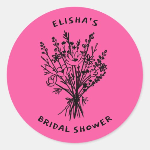 Wildflower Bouquet Rustic Whimsical Bridal Shower  Classic Round Sticker