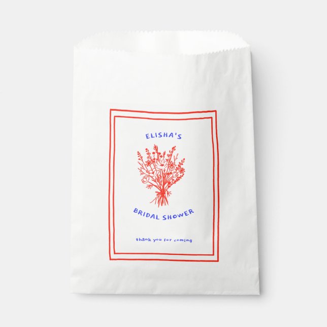 Wildflower Bouquet Rustic Whimsical Bridal Shower  Favor Bag (Front)