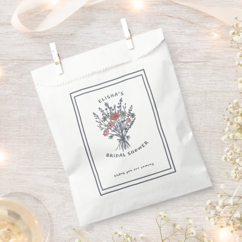 Wildflower Bouquet Rustic Whimsical Bridal Shower  Favor Bag