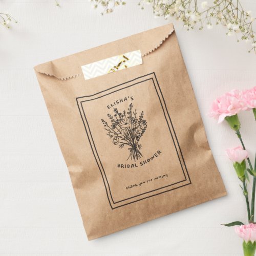 Wildflower Bouquet Rustic Whimsical Bridal Shower  Favor Bag