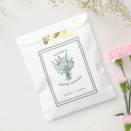 Wildflower Bouquet Rustic Whimsical Bridal Shower  Favor Bag