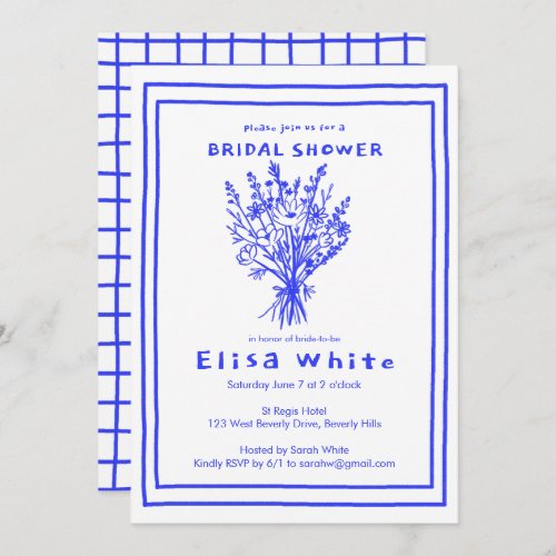 Wildflower Bouquet Rustic Whimsical Bridal Shower  Invitation