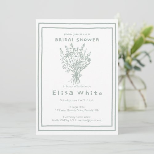 Wildflower Bouquet Rustic Whimsical Bridal Shower Invitation