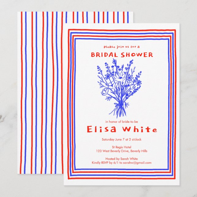 Wildflower Bouquet Rustic Whimsical Bridal Shower  Invitation (Front/Back)