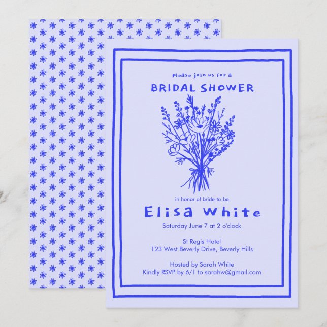 Wildflower Bouquet Rustic Whimsical Bridal Shower  Invitation (Front/Back)