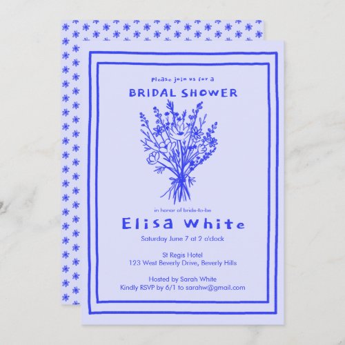 Wildflower Bouquet Rustic Whimsical Bridal Shower  Invitation