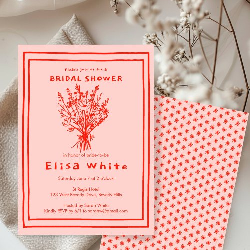 Wildflower Bouquet Rustic Whimsical Bridal Shower  Invitation