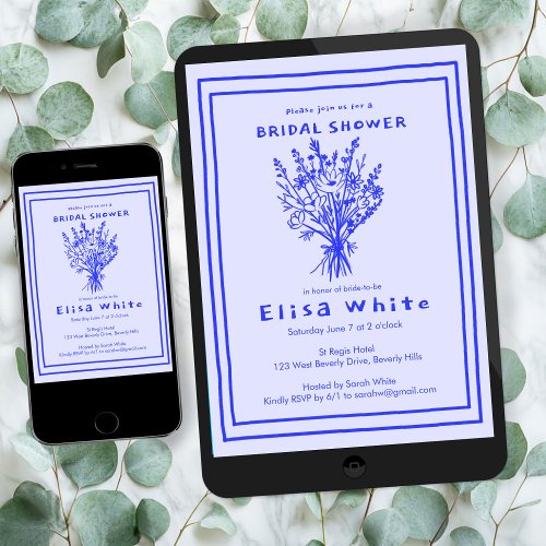 Wildflower Bouquet Rustic Whimsical Bridal Shower  Invitation