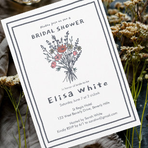 Wildflower Bouquet Rustic Whimsical Bridal Shower Invitation