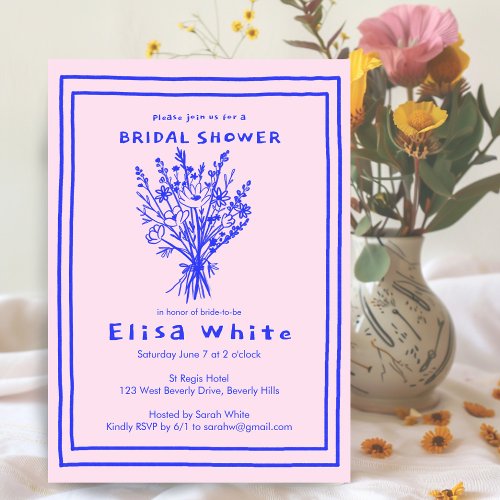 Wildflower Bouquet Rustic Whimsical Bridal Shower  Invitation