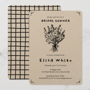 Wildflower Bouquet Rustic Whimsical Bridal Shower Invitation