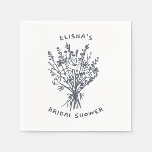 Wildflower Bouquet Rustic Whimsical Bridal Shower  Napkins