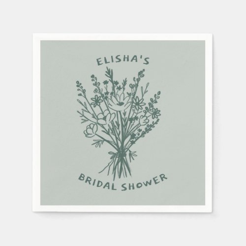 Wildflower Bouquet Rustic Whimsical Bridal Shower  Napkins