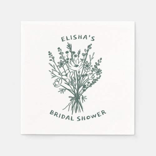 Wildflower Bouquet Rustic Whimsical Bridal Shower  Napkins