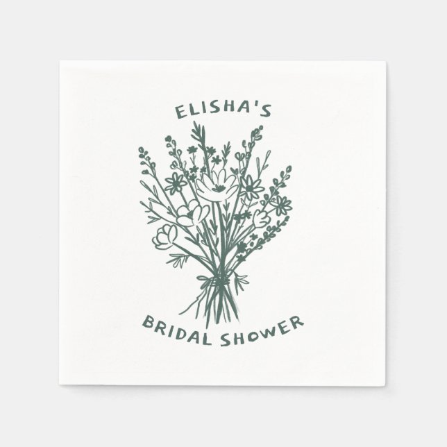 Wildflower Bouquet Rustic Whimsical Bridal Shower  Napkins (Front)
