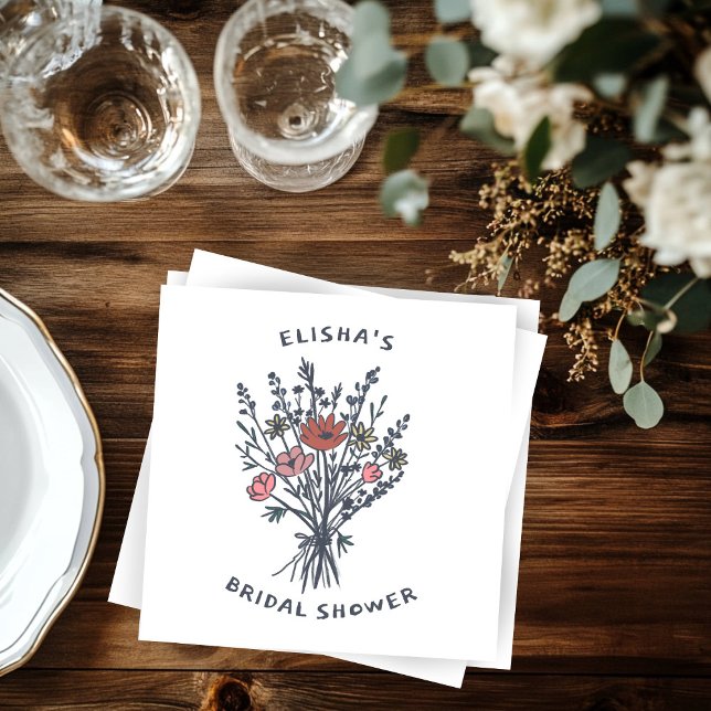 Wildflower Bouquet Rustic Whimsical Bridal Shower  Napkins (Wildflower Bouquet Rustic Whimsical Bridal Shower Napkins
)