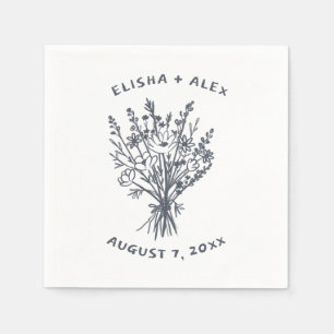 Wildflower Bouquet Rustic Whimsical Wedding Bloom Napkins