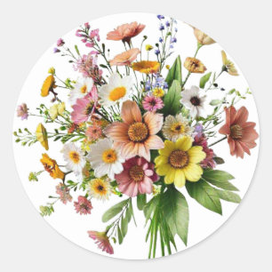 Wildflower Bouquet Sticker   Colorful Botanical 