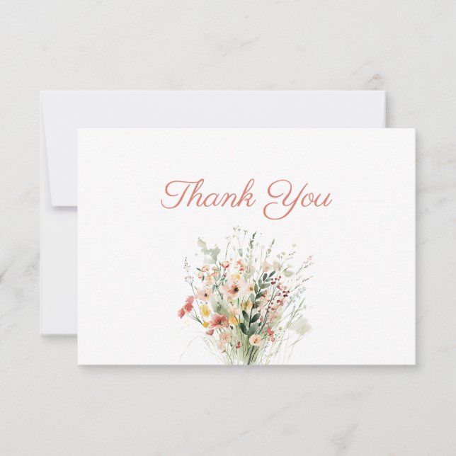Wildflower Bouquet Thank You Note Card (Front)