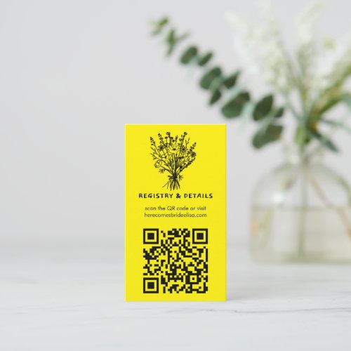 Wildflower Bouquet Whimsical QR Code Bold Bridal Enclosure Card