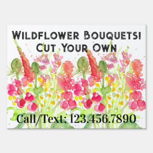 Wildflower Bouquets Cut Your Own Field Farm Sign