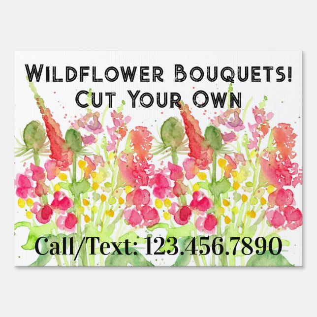 Wildflower Bouquets Cut Your Own Field Farm  Sign (Front)