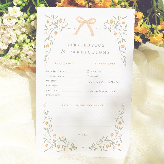 Wildflower Bow Baby Shower Prediction Advice Game (Creator Uploaded)