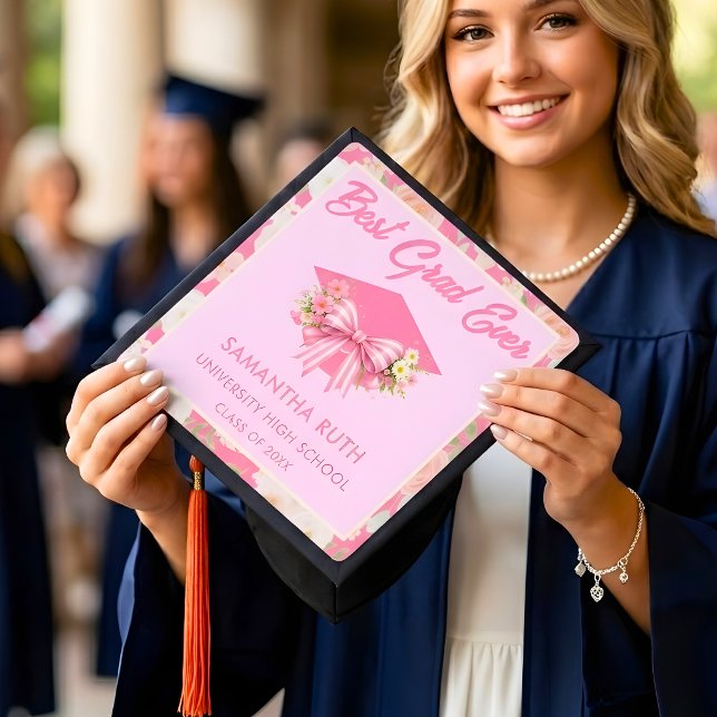 Wildflower Bow Best Grad Ever Graduation Cap Topper (Creator Uploaded)