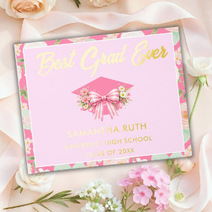 Wildflower Bow Best Grad Ever Graduation Party Foil Guest Book