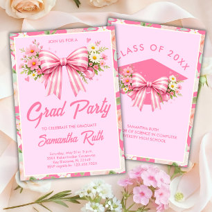 Wildflower Bow Best Grad Ever Graduation Party Invitation