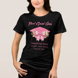 Wildflower Bow Best Grad Ever Graduation Tri-Blend Shirt