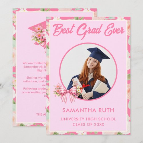 Wildflower Bow Best Grad Ever Photo Graduation Announcement