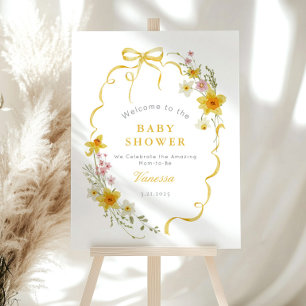 Wildflower Bow frame yellow Baby shower Welcome Foam Board