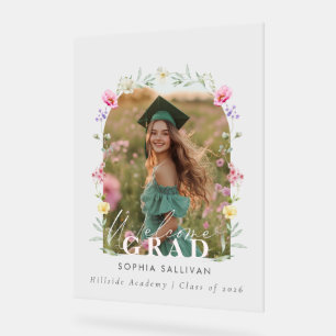 Wildflower Bow Graduation party Photo Welcome Acrylic Sign