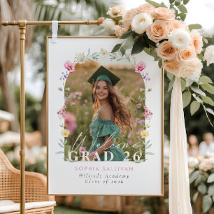 Wildflower Bow Graduation party Photo Welcome Foam Board