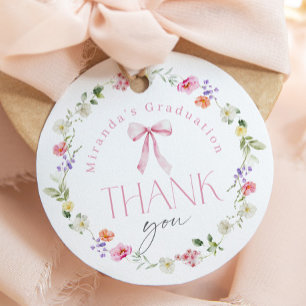 Wildflower Bow Graduation party thank you Favor Tags