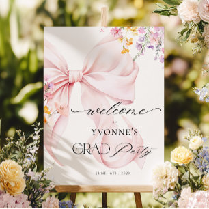 Wildflower & Bow Graduation Welcome Sign