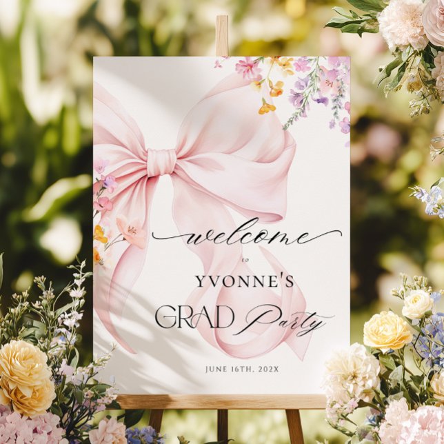 Wildflower & Bow Graduation Welcome Sign (Creator Uploaded)