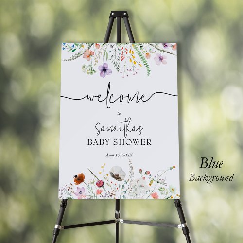 Wildflower Boy Baby Shower Blue Welcome Foam Board