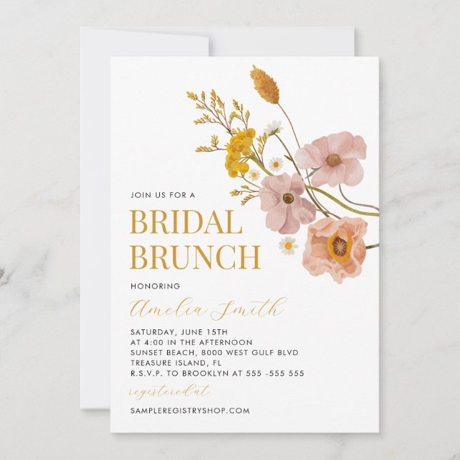 Wildflower Bridal Brunch, Bridal Shower Invitation (Front)