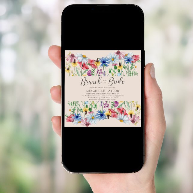 Wildflower Bridal Brunch with the Bride Floral Invitation (Front Digital)