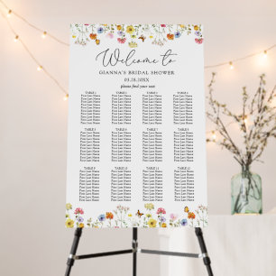 Wildflower Bridal Shower 12 Table Seating Chart Foam Board