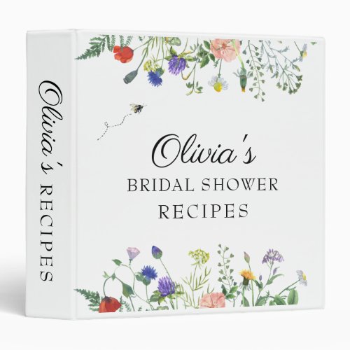 Wildflower Bridal Shower 3 Ring Binder