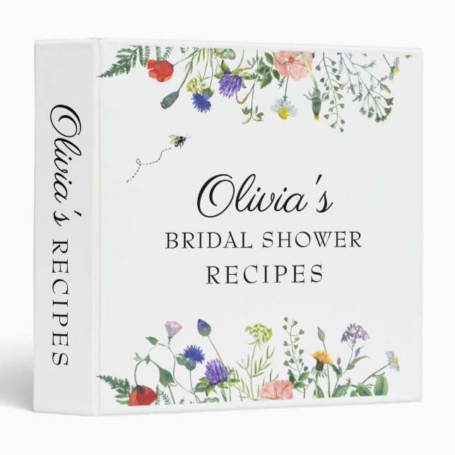 Wildflower Bridal Shower 3 Ring Binder (Front/Spine)