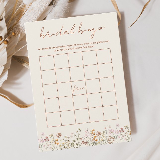 Wildflower Bridal Shower Bingo Boho Garden Game Invitation (Creator Uploaded)
