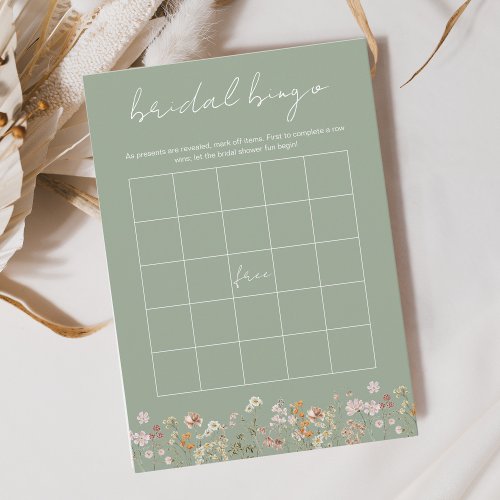 Wildflower Bridal Shower Bingo Boho Garden Game Invitation