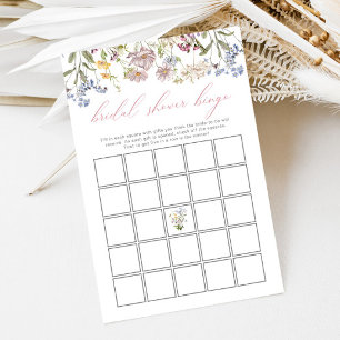 Wildflower Bridal Shower Bingo Floral Pink Boho