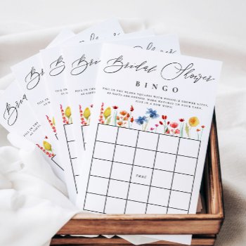 Wildflower Bridal Shower Bingo Paper Bingo Card by FancyShmancyNotes at Zazzle