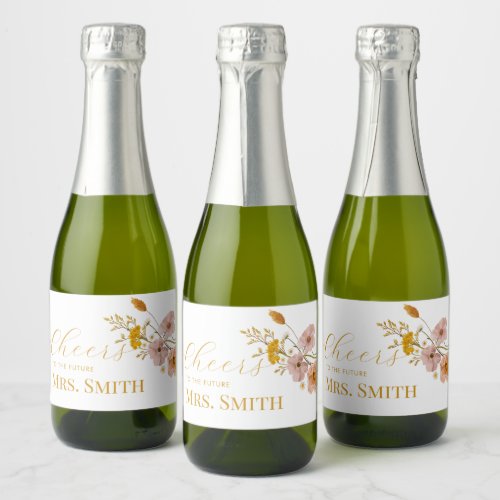 Wildflower Bridal Shower Boho Flowers Sparkling Wine Label