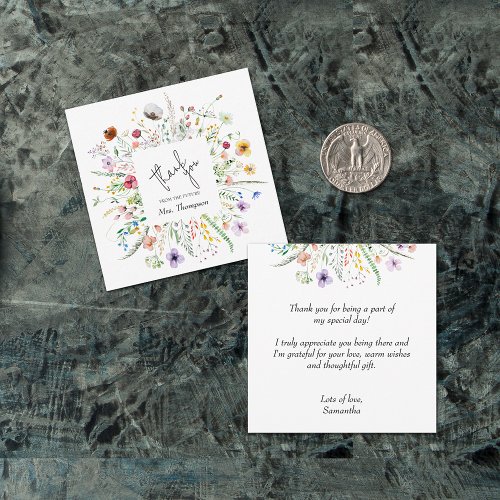 Wildflower Bridal Shower Budget Thank You Note Card